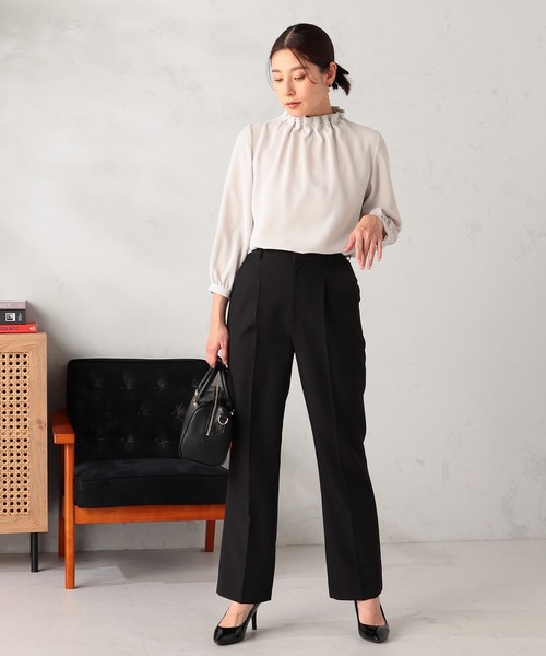 GALLORIA（ギャローリア）の「【セットアップで着られる】キレメクセミフレアパンツ（その他パンツ・レディース・ネイビー/ブラック/ライトベージュ・L/LL/M/S）」の2枚目の写真