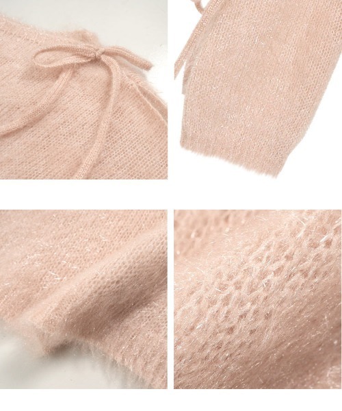 KOBE LETTUCE(コウベレタス)の「キャットヤーン袖リボンラメシアーニットトップス(ニット/セーター・レディース・ブラック/ピンク/アイボリー・M)」の9枚目の写真