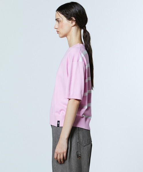 DOUBLE STANDARD CLOTHING（ダブルスタンダードクロージング）の「ドッキングボーダーニット（ニット/セーター・レディース・ブラウン/ピンク・FREE）」の4枚目の写真