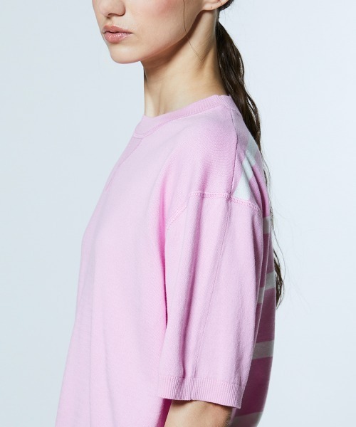 DOUBLE STANDARD CLOTHING（ダブルスタンダードクロージング）の「ドッキングボーダーニット（ニット/セーター・レディース・ブラウン/ピンク・FREE）」の7枚目の写真