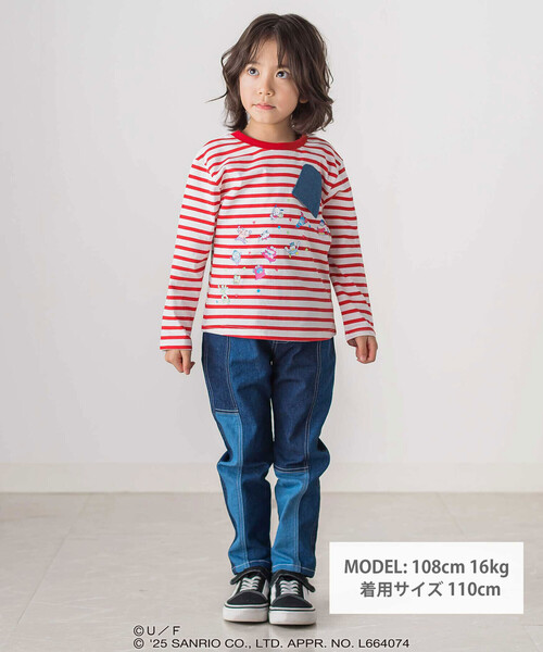 SLAP SLIP（スラップスリップ）の「【原作クレヨンしんちゃん×はぴだんぶい×SLAPSLIP】デニムポケット付きバックプリントTシャツ(80~120cm)（Tシャツ/カットソー・キッズ・レッド系その他/イエロー系その他・90cm/80ｃｍ/110cm/100cm/120cm）」の3枚目の写真