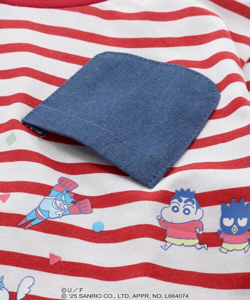 SLAP SLIP（スラップスリップ）の「【原作クレヨンしんちゃん×はぴだんぶい×SLAPSLIP】デニムポケット付きバックプリントTシャツ(80~120cm)（Tシャツ/カットソー・キッズ・レッド系その他/イエロー系その他・90cm/80ｃｍ/110cm/100cm/120cm）」の11枚目の写真