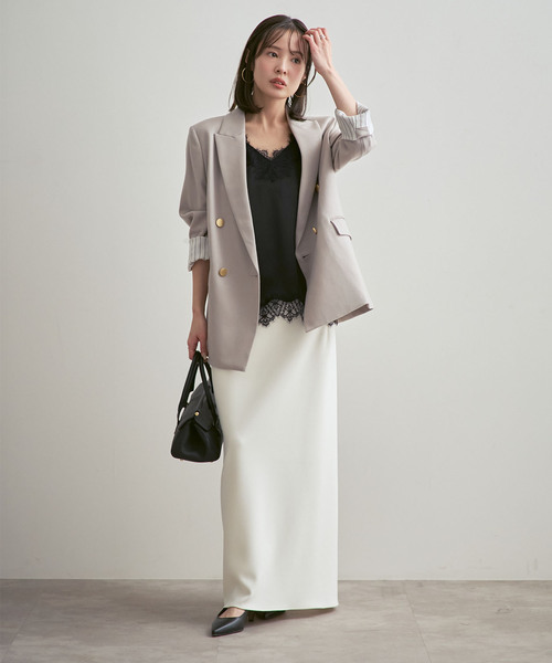 Noble（ノーブル）の「《追加》リバーレーストリミングサテンキャミソール（キャミソール・レディース・ホワイト/ブラック・FREE）」の17枚目の写真