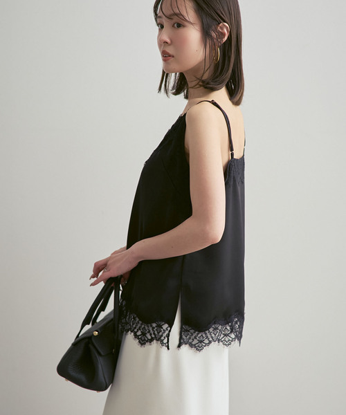 Noble（ノーブル）の「《追加》リバーレーストリミングサテンキャミソール（キャミソール・レディース・ホワイト/ブラック・FREE）」の19枚目の写真