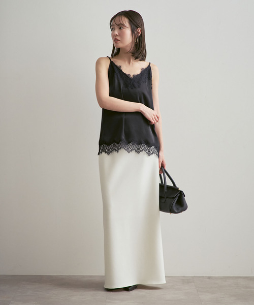 Noble（ノーブル）の「《追加》リバーレーストリミングサテンキャミソール（キャミソール・レディース・ホワイト/ブラック・FREE）」の21枚目の写真