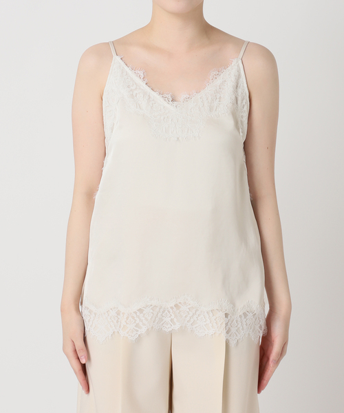 Noble（ノーブル）の「《追加》リバーレーストリミングサテンキャミソール（キャミソール・レディース・ホワイト/ブラック・FREE）」の10枚目の写真