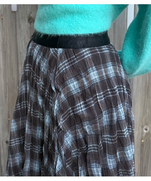 Desert　Rose（デザートローズ）の「【DESERT ROSE/デザートローズ】チェック柄シュリンクスカート（スカート・レディース・グレー系その他/ブラウン系その他・FREE）」の9枚目の写真