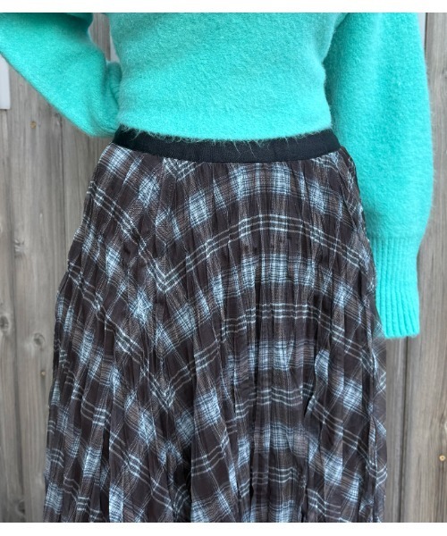 Desert　Rose（デザートローズ）の「【DESERT ROSE/デザートローズ】チェック柄シュリンクスカート（スカート・レディース・グレー系その他/ブラウン系その他・FREE）」の8枚目の写真