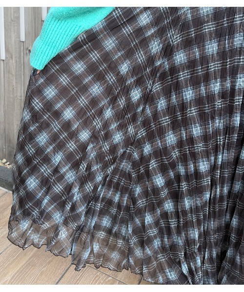 Desert　Rose（デザートローズ）の「【DESERT ROSE/デザートローズ】チェック柄シュリンクスカート（スカート・レディース・グレー系その他/ブラウン系その他・FREE）」の10枚目の写真