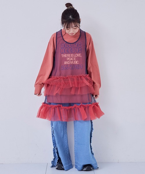 MARKEY'S（マーキーズ）の「チュールバイカラーワンピース/おとな（ワンピース・レディース・ネイビー/オフホワイト/ピンク・160cm）」の5枚目の写真