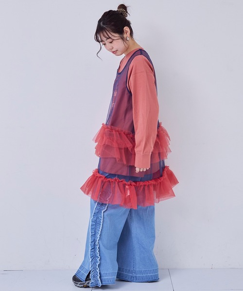MARKEY'S（マーキーズ）の「チュールバイカラーワンピース/おとな（ワンピース・レディース・ネイビー/オフホワイト/ピンク・160cm）」の6枚目の写真
