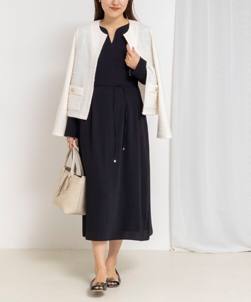 NOLLEY’S（ノーリーズ）の「ウォッシャブルウエストタックワンピース（ワンピース・レディース・ネイビー/ブラック・36/38）」の2枚目の写真