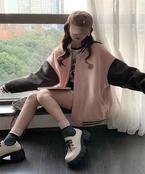 FREE STYLISTS(フリー スタイリスト)の「ビッグシルエット スタジャン(スタジャン・レディース・ピンク・M/L/2XL/XL)」の15枚目の写真
