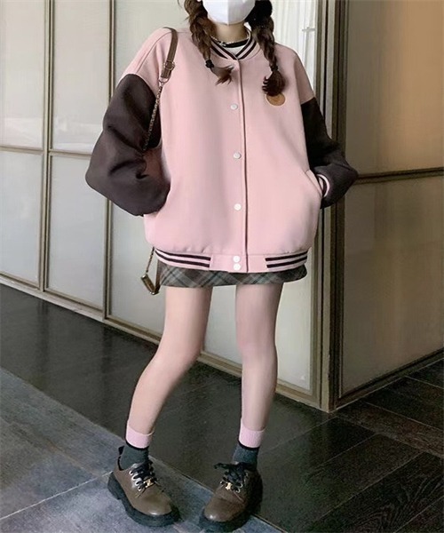 FREE STYLISTS(フリー スタイリスト)の「ビッグシルエット スタジャン(スタジャン・レディース・ピンク・M/L/2XL/XL)」の5枚目の写真