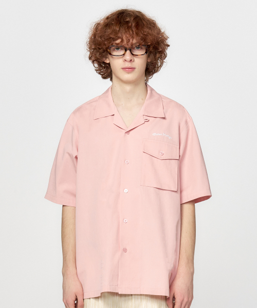 HONGWOOSUNG(ホンウソン)の「Embroidery Skull Open Collar Shirt_Pink(シャツ/ブラウス・メンズ・その他・S/M/L)」の1枚目の写真