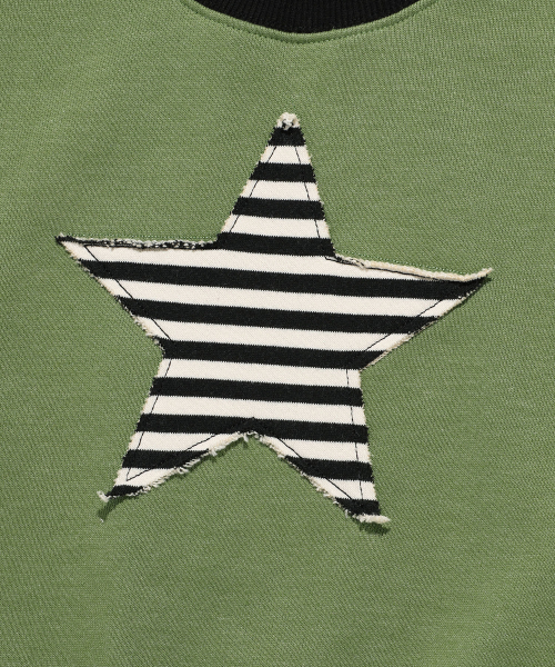 ISTKUNST(イストクンスト)の「STAR APPLIQUE RAGLAN SWEATSHIRTS_GREEN(IK2FSMM444A)(スウェット・レディース・グリーン・M/S)」の4枚目の写真