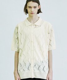 S SY（エスエスワイ）の「ウェーブパンチング半袖ニットカーディガンクリーム（カーディガン/ボレロ）」