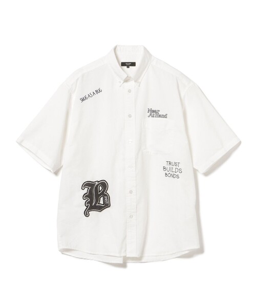BEAMS HEART(ビームスハート)の「【6/18値下げ】レタード ワッペン オックスフォード シャツ(ユニセックス)(シャツ/ブラウス・メンズ・ネイビー/ホワイト/ブラック・LARGE/MEDIUM/SMALL)」の5枚目の写真
