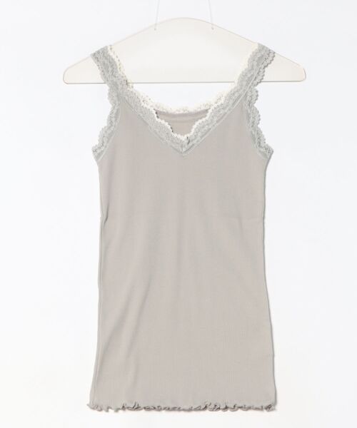 Q（キュー）の「バイカラーテレコタンク（タンクトップ・レディース・ライトグレー/ライトグリーン/ベビーピンク・MEDIUM）」の2枚目の写真