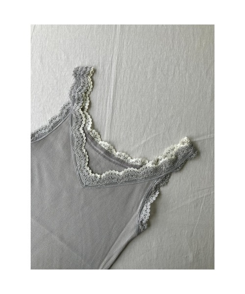 Q（キュー）の「バイカラーテレコタンク（タンクトップ・レディース・ライトグレー/ライトグリーン/ベビーピンク・MEDIUM）」の9枚目の写真