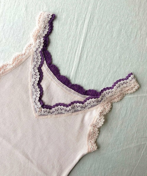 Q（キュー）の「バイカラーテレコタンク（タンクトップ・レディース・ライトグレー/ライトグリーン/ベビーピンク・MEDIUM）」の7枚目の写真