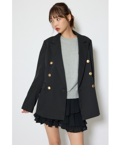 rienda（リエンダ）の「ピークドラペルダブルテーラードジャケット 春服（テーラードジャケット・レディース・グレー/ブラック/ブラウン・FREE）」の5枚目の写真