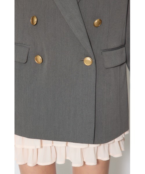 rienda（リエンダ）の「ピークドラペルダブルテーラードジャケット 春服（テーラードジャケット・レディース・グレー/ブラック/ブラウン・FREE）」の4枚目の写真