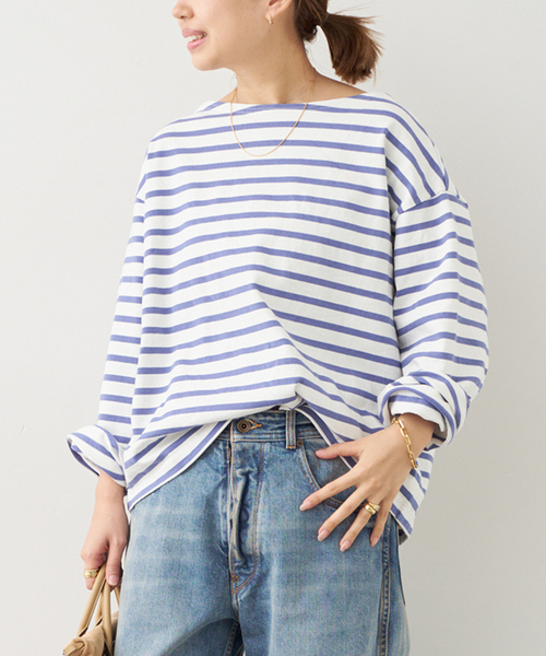 Deuxieme Classe(ドゥーズィエムクラス)の「HAZYBORDER プルオーバー(Tシャツ/カットソー・レディース・ライトグレー/ブルー・FREE)」の2枚目の写真