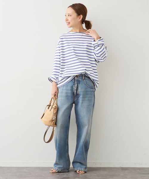 Deuxieme Classe(ドゥーズィエムクラス)の「HAZYBORDER プルオーバー(Tシャツ/カットソー・レディース・ライトグレー/ブルー・FREE)」の4枚目の写真