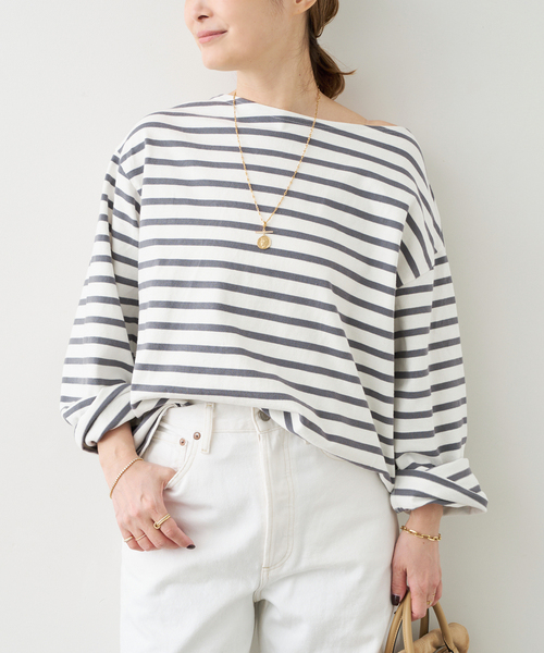 Deuxieme Classe(ドゥーズィエムクラス)の「HAZYBORDER プルオーバー(Tシャツ/カットソー・レディース・ライトグレー/ブルー・FREE)」の6枚目の写真