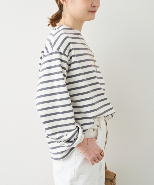 Deuxieme Classe(ドゥーズィエムクラス)の「HAZYBORDER プルオーバー(Tシャツ/カットソー・レディース・ライトグレー/ブルー・FREE)」の8枚目の写真