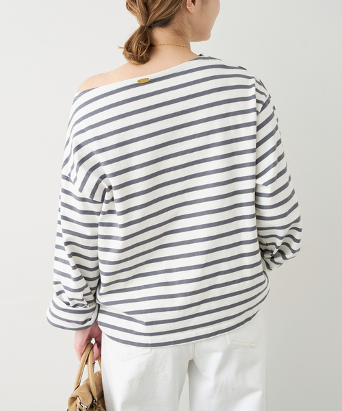 Deuxieme Classe(ドゥーズィエムクラス)の「HAZYBORDER プルオーバー(Tシャツ/カットソー・レディース・ライトグレー/ブルー・FREE)」の9枚目の写真