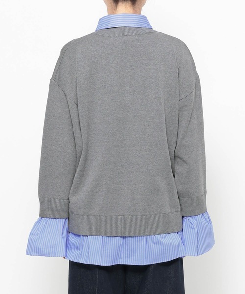 mysty woman（ミスティウーマン）の「シャツドッキングハイゲージニット　656084（ニット/セーター・レディース・ネイビー/グレー/チャコールグレー・FREE）」の13枚目の写真