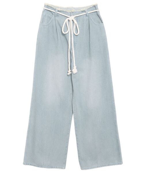 CALNAMUR(カルナムール)の「ウエストフリンジデニムパンツ(デニムパンツ・レディース・ブルー/ピンク・SMALL/MEDIUM)」の6枚目の写真