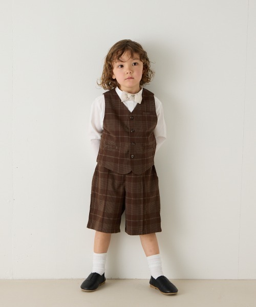 riziere（リジェール）の「チェックフォーマルベスト（スーツベスト・キッズ・ブラウン・160/150/140/130/120/110/100/90）」の3枚目の写真