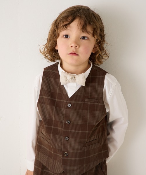 riziere（リジェール）の「チェックフォーマルベスト（スーツベスト・キッズ・ブラウン・160/150/140/130/120/110/100/90）」の4枚目の写真