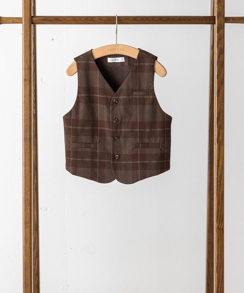 riziere（リジェール）の「チェックフォーマルベスト（スーツベスト・キッズ・ブラウン・160/150/140/130/120/110/100/90）」の7枚目の写真