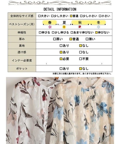 GOLDJAPAN(ゴールドジャパン)の「シアー花柄キャンディスリーブブラウス【大きいサイズ対応】(シャツ/ブラウス・レディース・ボルドー/ブルー・LL/3L/4L/5L)」の20枚目の写真