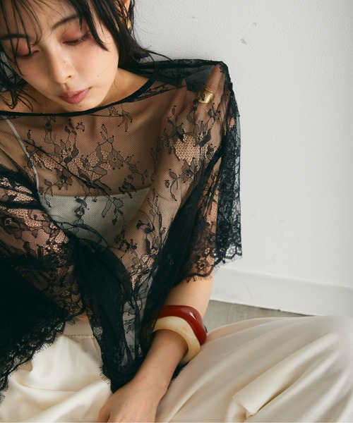 Trish(トリッシュ)の「レースオーバーTシャツ(Tシャツ/カットソー・レディース・ホワイト/ブラック・MEDIUM)」の17枚目の写真
