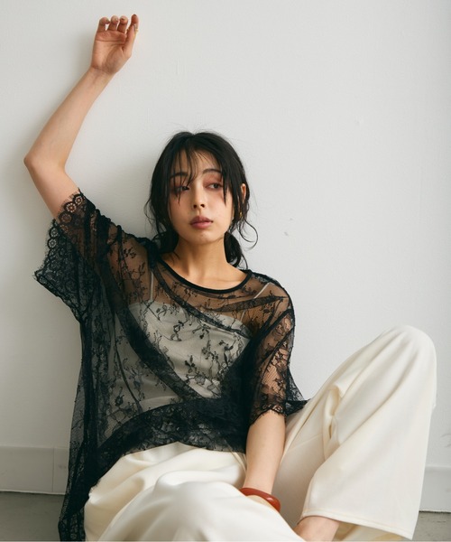 Trish(トリッシュ)の「レースオーバーTシャツ(Tシャツ/カットソー・レディース・ホワイト/ブラック・MEDIUM)」の20枚目の写真