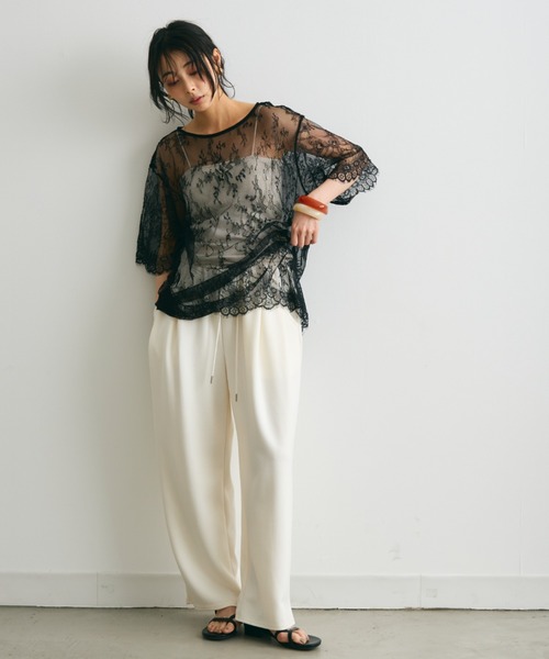 Trish(トリッシュ)の「レースオーバーTシャツ(Tシャツ/カットソー・レディース・ホワイト/ブラック・MEDIUM)」の21枚目の写真