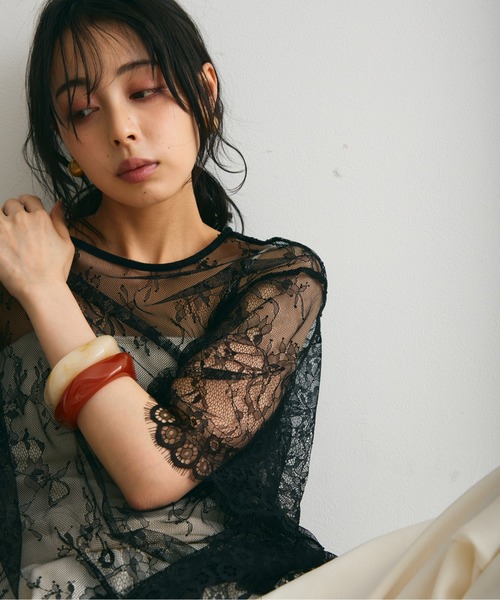 Trish(トリッシュ)の「レースオーバーTシャツ(Tシャツ/カットソー・レディース・ホワイト/ブラック・MEDIUM)」の16枚目の写真