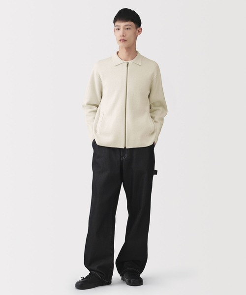 MUJI Labo（ムジラボ）の「〔MUJI Labo〕紳士　コットンミラノリブ襟付きジップカーディガン（カーディガン/ボレロ・メンズ・ライトベージュ/ブラック・L/M/XL）」の6枚目の写真