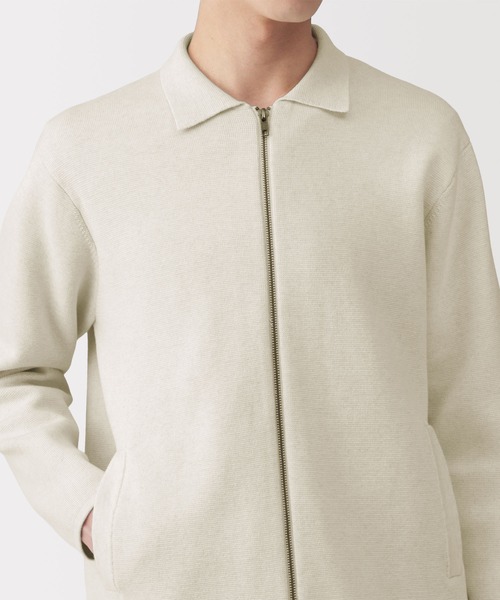 MUJI Labo（ムジラボ）の「〔MUJI Labo〕紳士　コットンミラノリブ襟付きジップカーディガン（カーディガン/ボレロ・メンズ・ライトベージュ/ブラック・L/M/XL）」の9枚目の写真