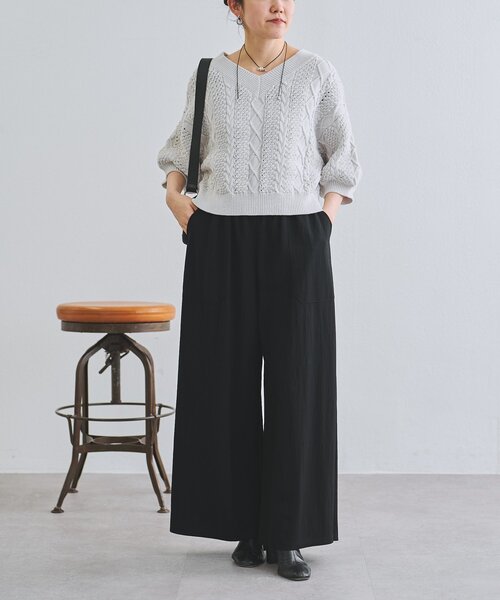 BEARDSLEY（ビアズリー）の「ケーブルニットプルオーバー（ニット/セーター・レディース・ライトグレー/ネイビー・FREE）」の13枚目の写真