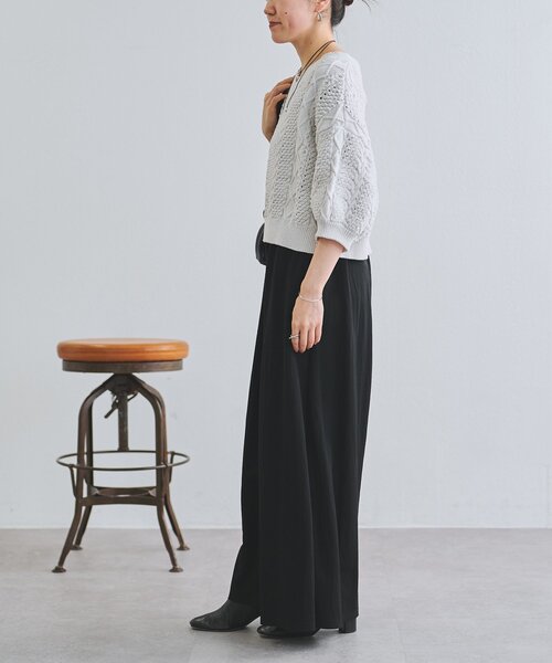 BEARDSLEY（ビアズリー）の「ケーブルニットプルオーバー（ニット/セーター・レディース・ライトグレー/ネイビー・FREE）」の14枚目の写真