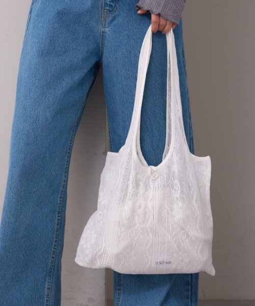 WILLOW（ウィロー）の「【willow】ネット総レースBAG（トートバッグ・レディース・ブラック/ホワイト・ONE SIZE）」の2枚目の写真