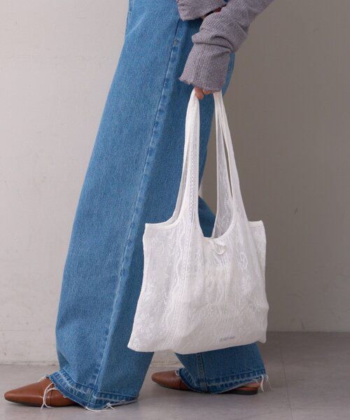 WILLOW（ウィロー）の「【willow】ネット総レースBAG（トートバッグ・レディース・ブラック/ホワイト・ONE SIZE）」の3枚目の写真