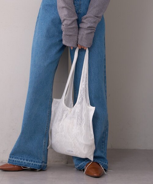 WILLOW（ウィロー）の「【willow】ネット総レースBAG（トートバッグ・レディース・ブラック/ホワイト・ONE SIZE）」の4枚目の写真