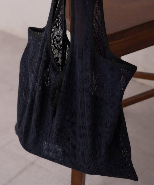 WILLOW（ウィロー）の「【willow】ネット総レースBAG（トートバッグ・レディース・ブラック/ホワイト・ONE SIZE）」の6枚目の写真